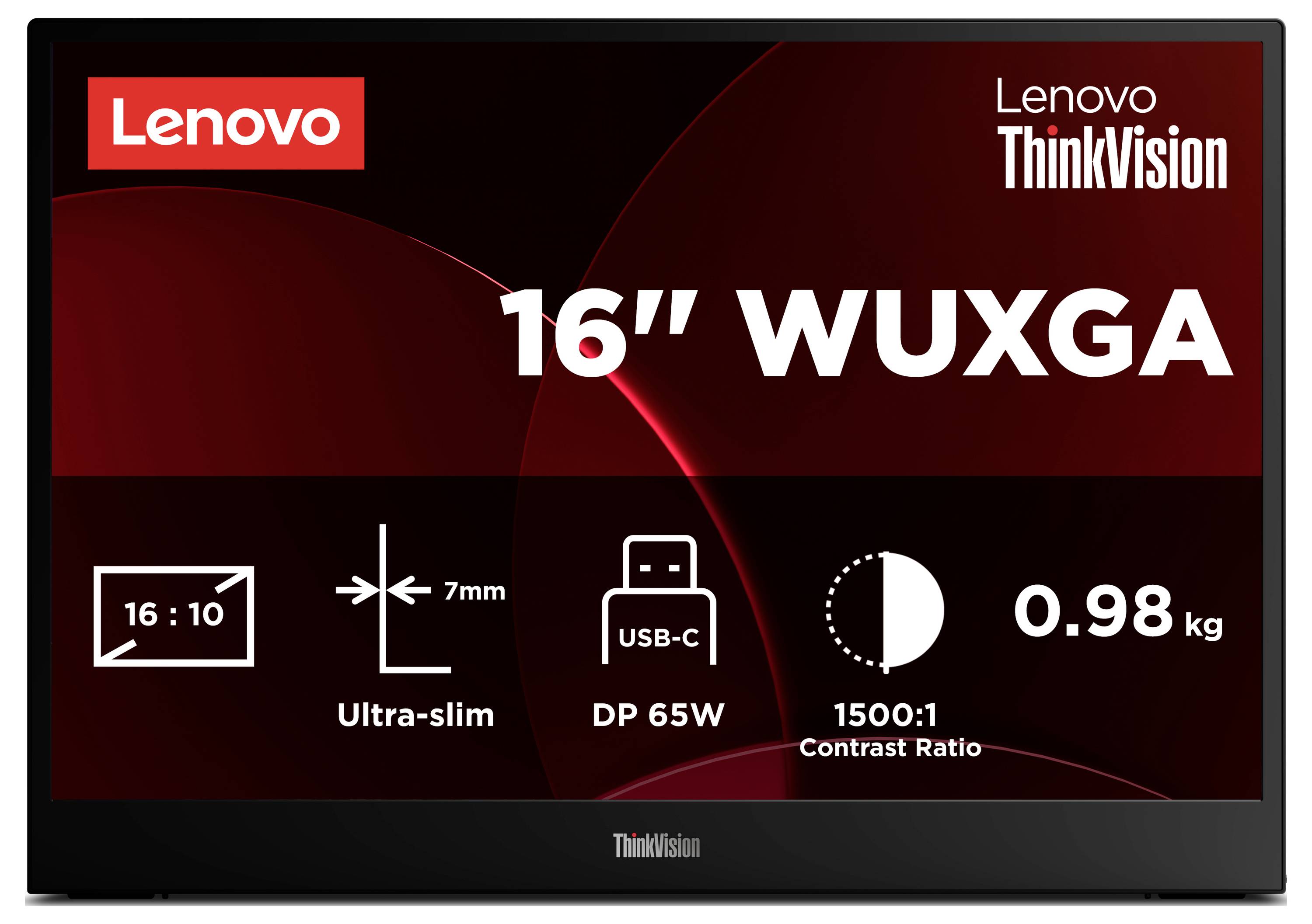 Lenovo ThinkVision M16 LCD-Monitor EEK B (A - G) 40.6 cm (16 Zoll) 16:10 8 ms-12