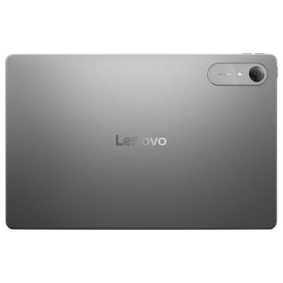 Rückansicht eines silbernen Lenovo-Tablets mit einer einzelnen Rückkamera in der oberen rechten Ecke.