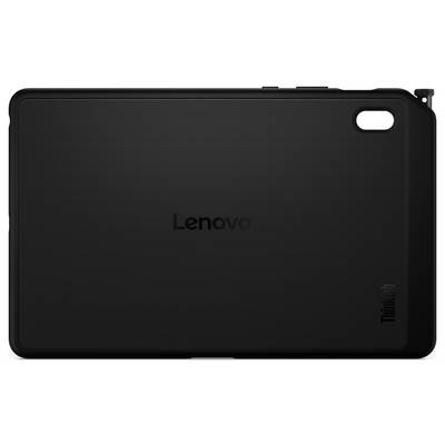Schwarze Lenovo ThinkPad Tablet-Schutzhülle oder Schutzhülle in Vorderansicht, mit zentriertem Lenovo-Logo und Kameraausschnitt oben rechts.