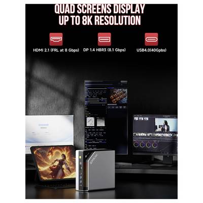 GMKtec Workstation Mini PC, KI-Supercomputer EVO-X2-2 AMD Ryzen AI Max+ 395 128+2TB DDR5X AMD Ryzen AI Max+ 395 5.1 GHz -7
