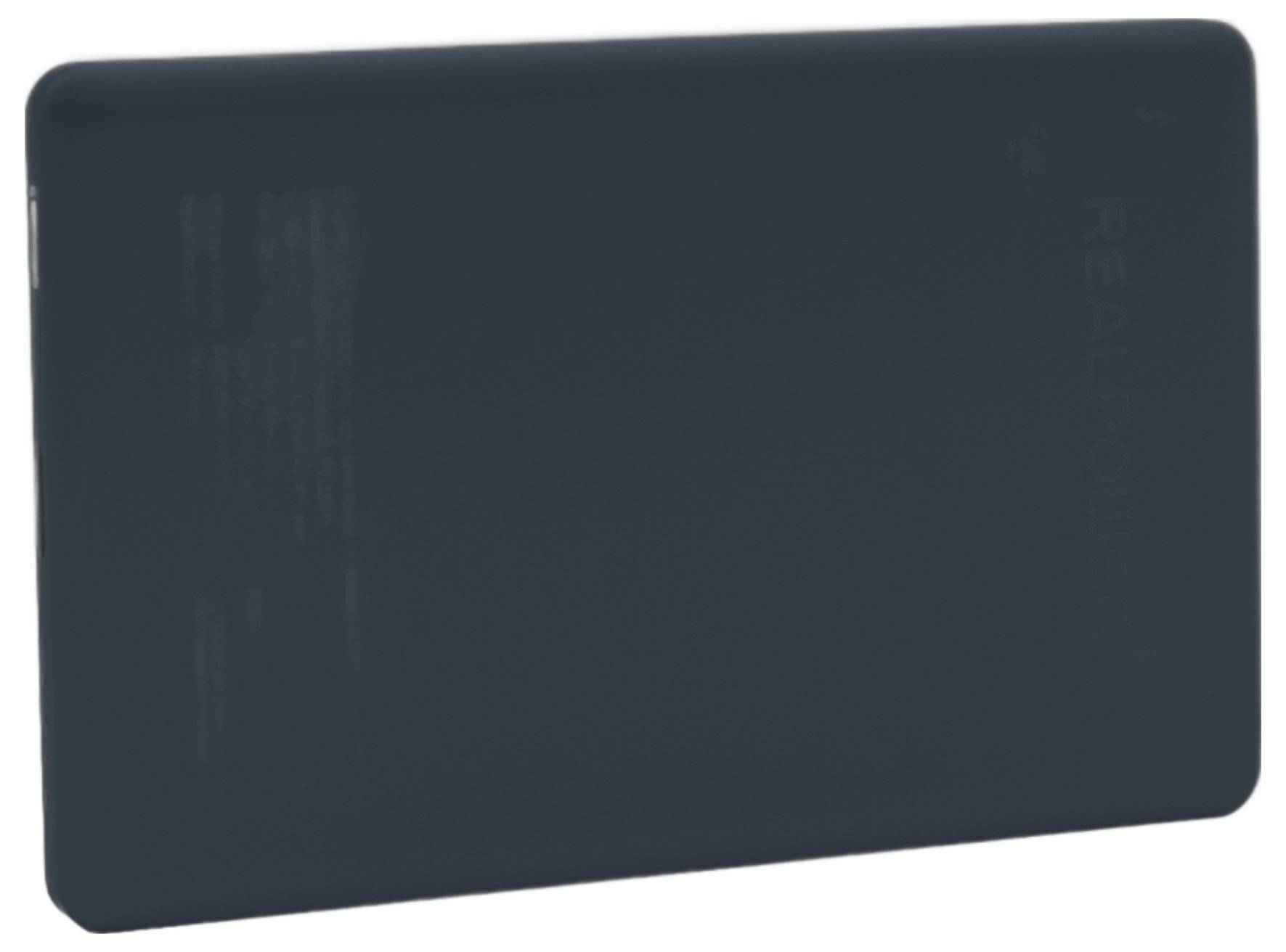 Dunkelblaugrünes rechteckiges Etui oder Cover mit abgerundeten Ecken, dargestellt auf weißem Hintergrund.