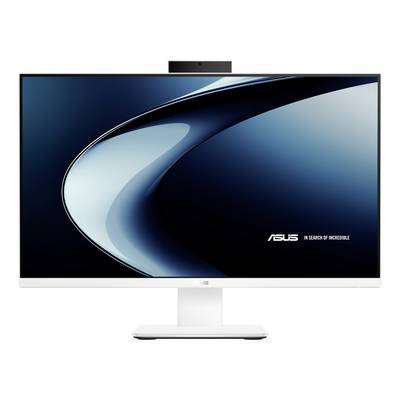 Weißer ASUS All-in-One-Desktop-Monitor mit integrierter Webcam, zeigt einen blauen abstrakten Bildschirm und den Text „ASUS In Search of Incredible"
