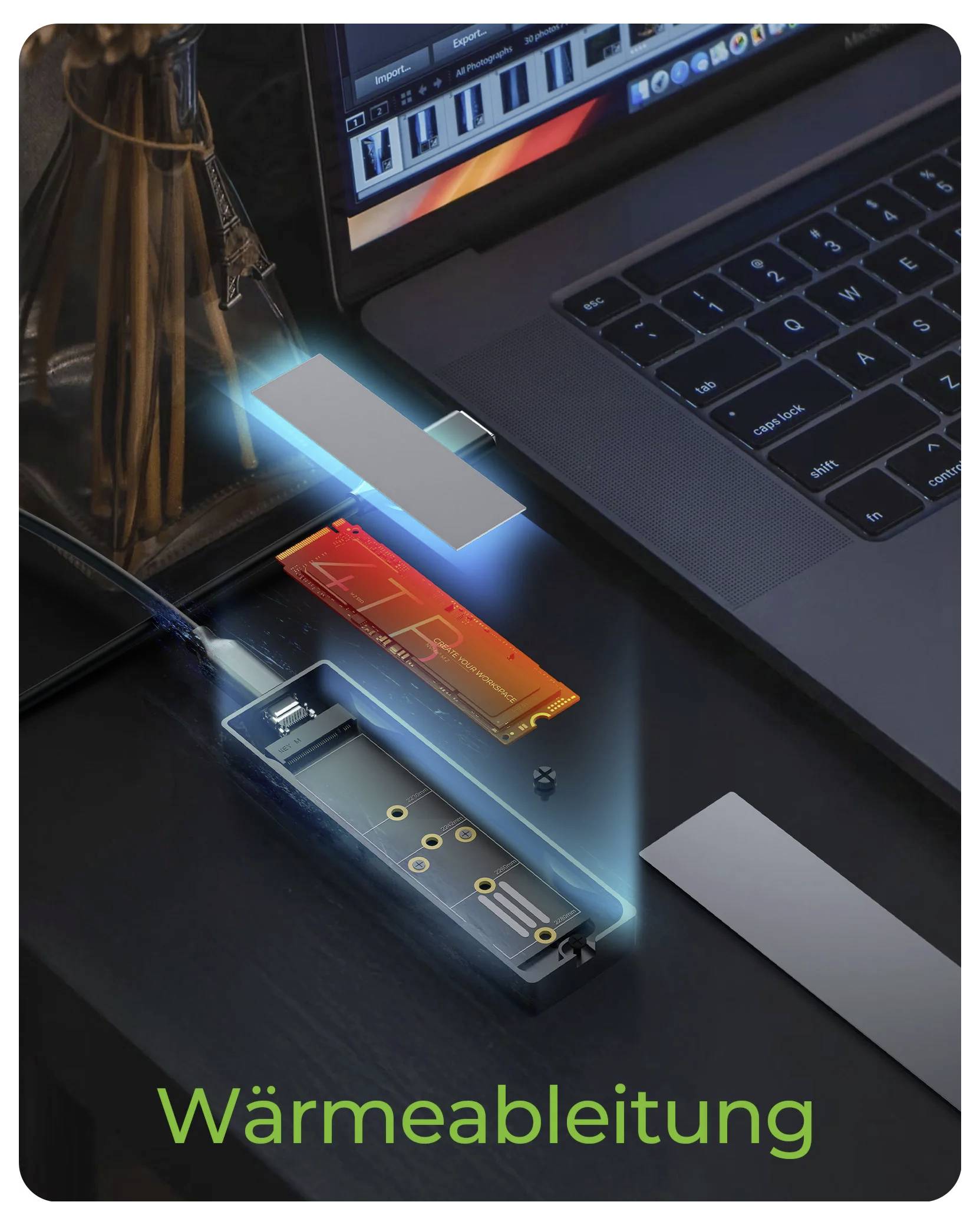 ICY BOX IB-1826MCL-CU31 M.2 SSD-Gehäuse USB-C® 10 GBit/s M.2 PCIe NVMe, M.2 SATA 2230, 2242, 2260, 2280 61188-4