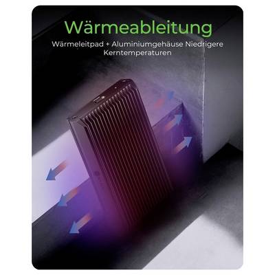 Werbebild, das einen Laptop neben einem Ständer zeigt, mit deutschem Text „Breite Kompatibilität" und „Geräte bis zu 12,9" Bildschirmdiagonale", was die Unterstützung für Geräte bis zu 12,9 Zoll Bildschirmdiagonale anzeigt.