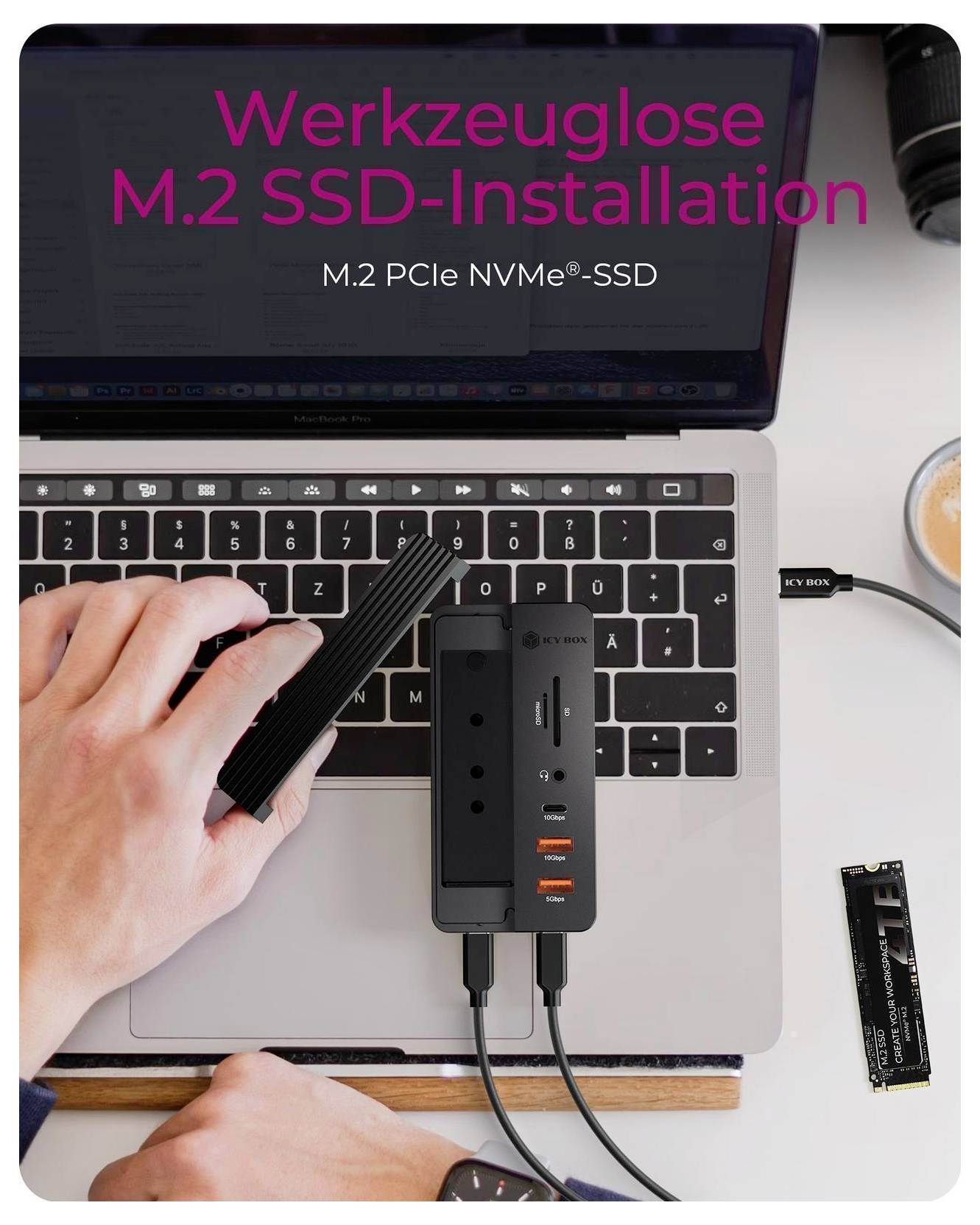 USB-Type-C-Kabel und Adapter, die als "High-Speed USB Type-C" mit "10 Gbps" Übertragungsgeschwindigkeit beworben werden.