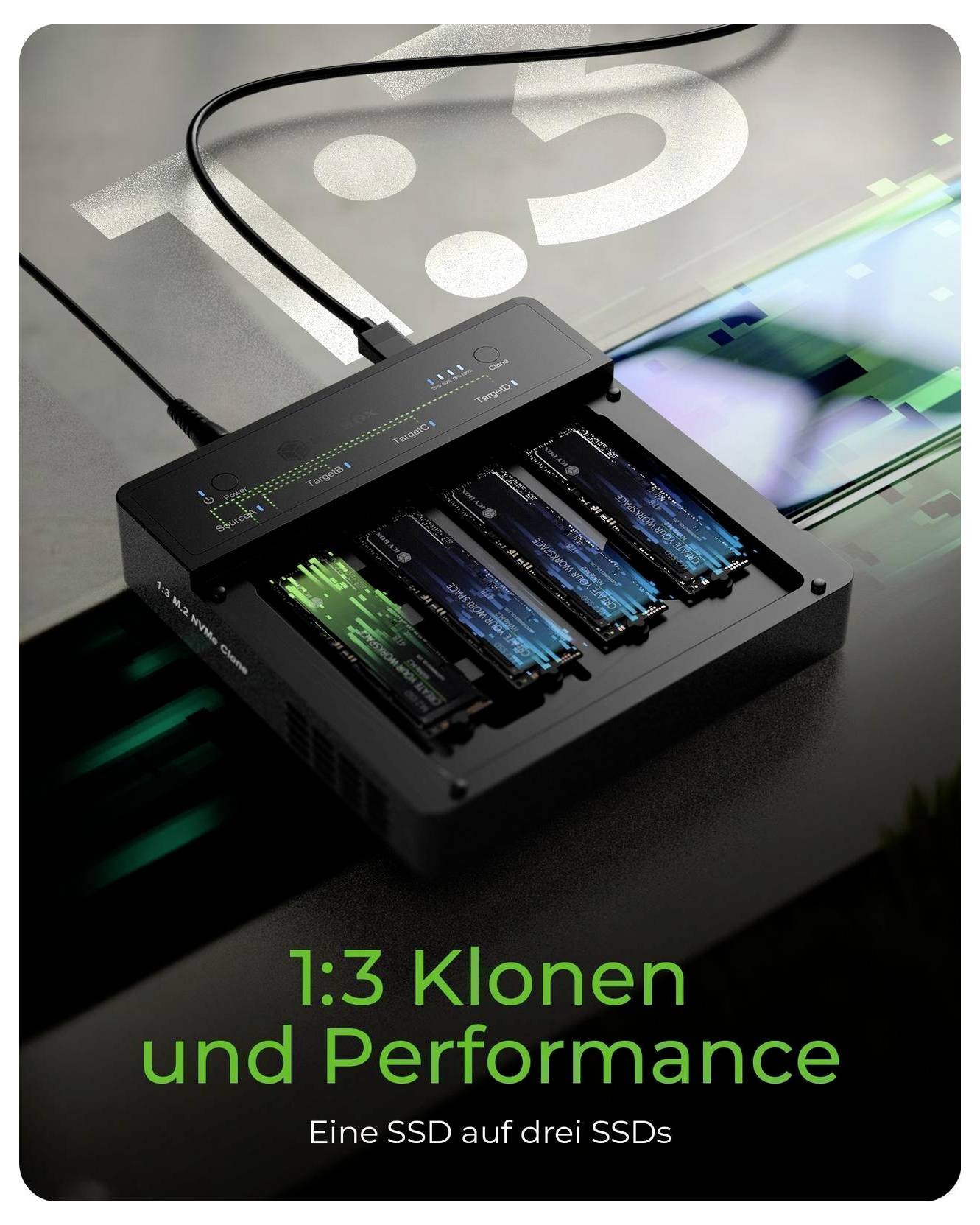 ICY BOX IB-4013MCL-C4 USB-C® (USB4®) M.2 PCIe NVMe Klonstation mit Clone-Funktion-2
