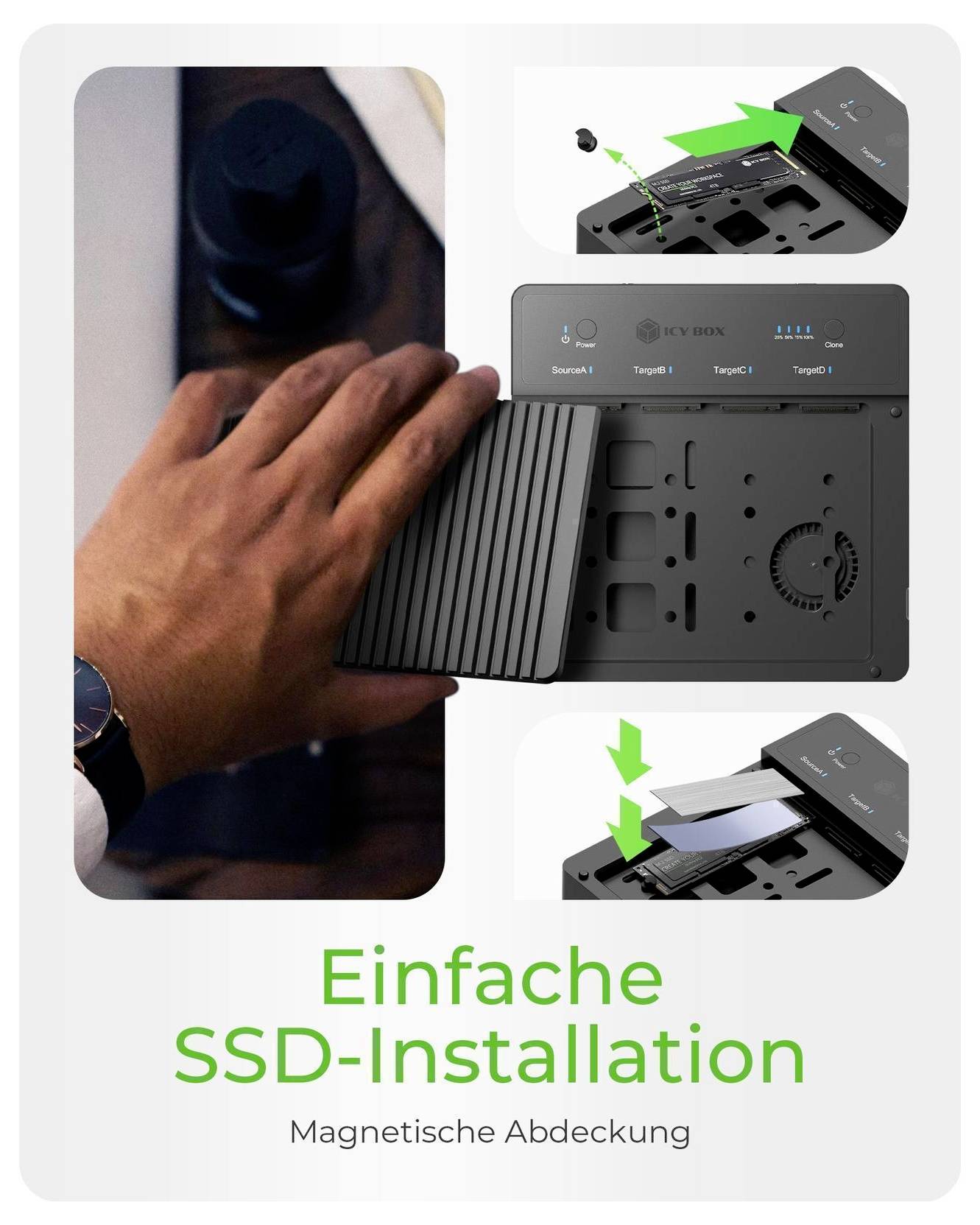 ICY BOX IB-4013MCL-C4 USB-C® (USB4®) M.2 PCIe NVMe Klonstation mit Clone-Funktion-3