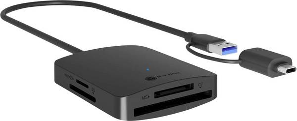 ICY BOX IB-CR302-CU3 Externer Speicherkartenleser  USB-A (USB 3.2 Gen 1), USB-C® (USB 3.2 Gen 1) Schwarz