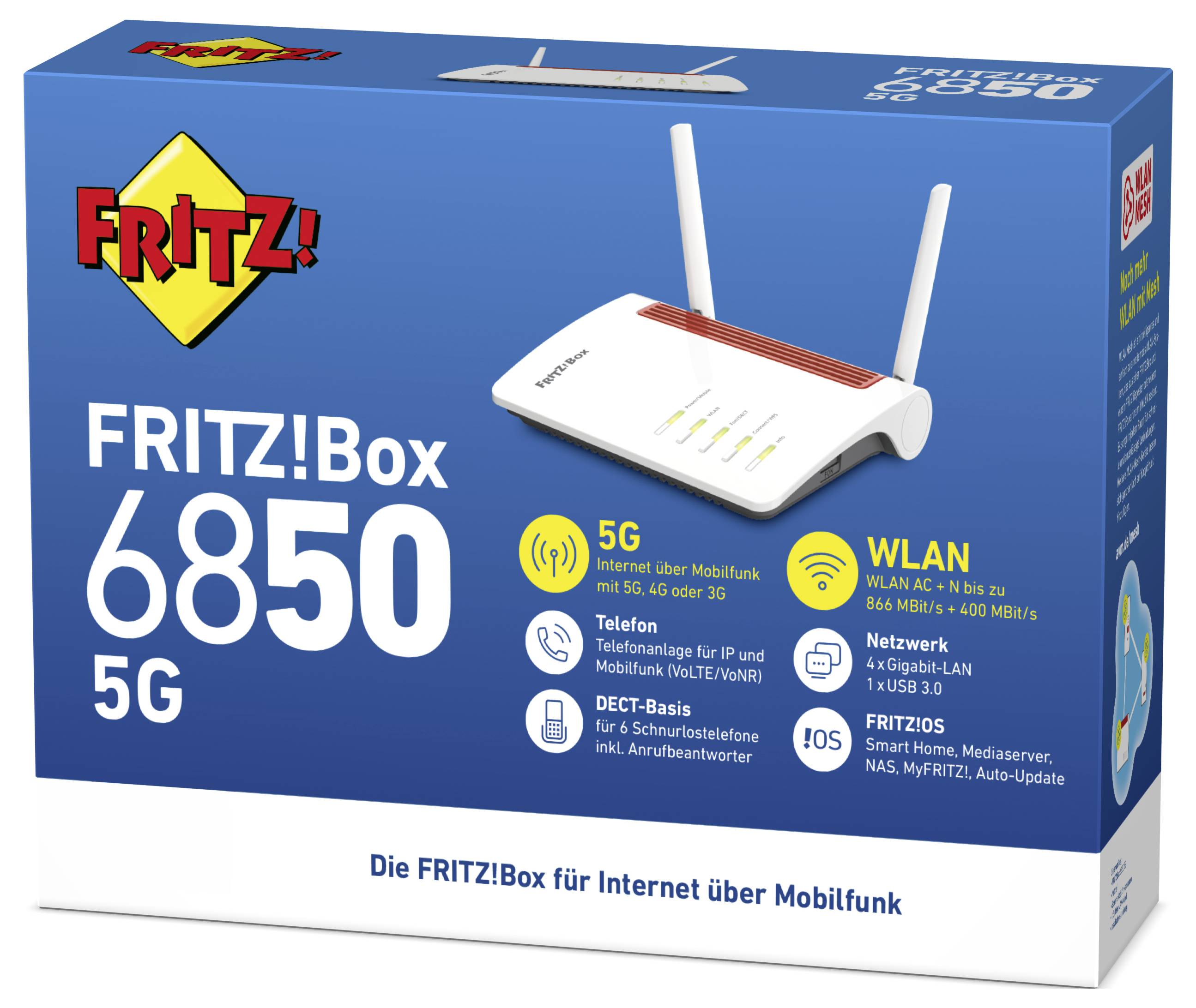 FRITZ! Fritz!Box 7630 WLAN Router Integriertes Modem: ADSL, ADSL2+, VDSL, VDSL2 2.4 GHz, 5 GHz 3568 MBit/s-5