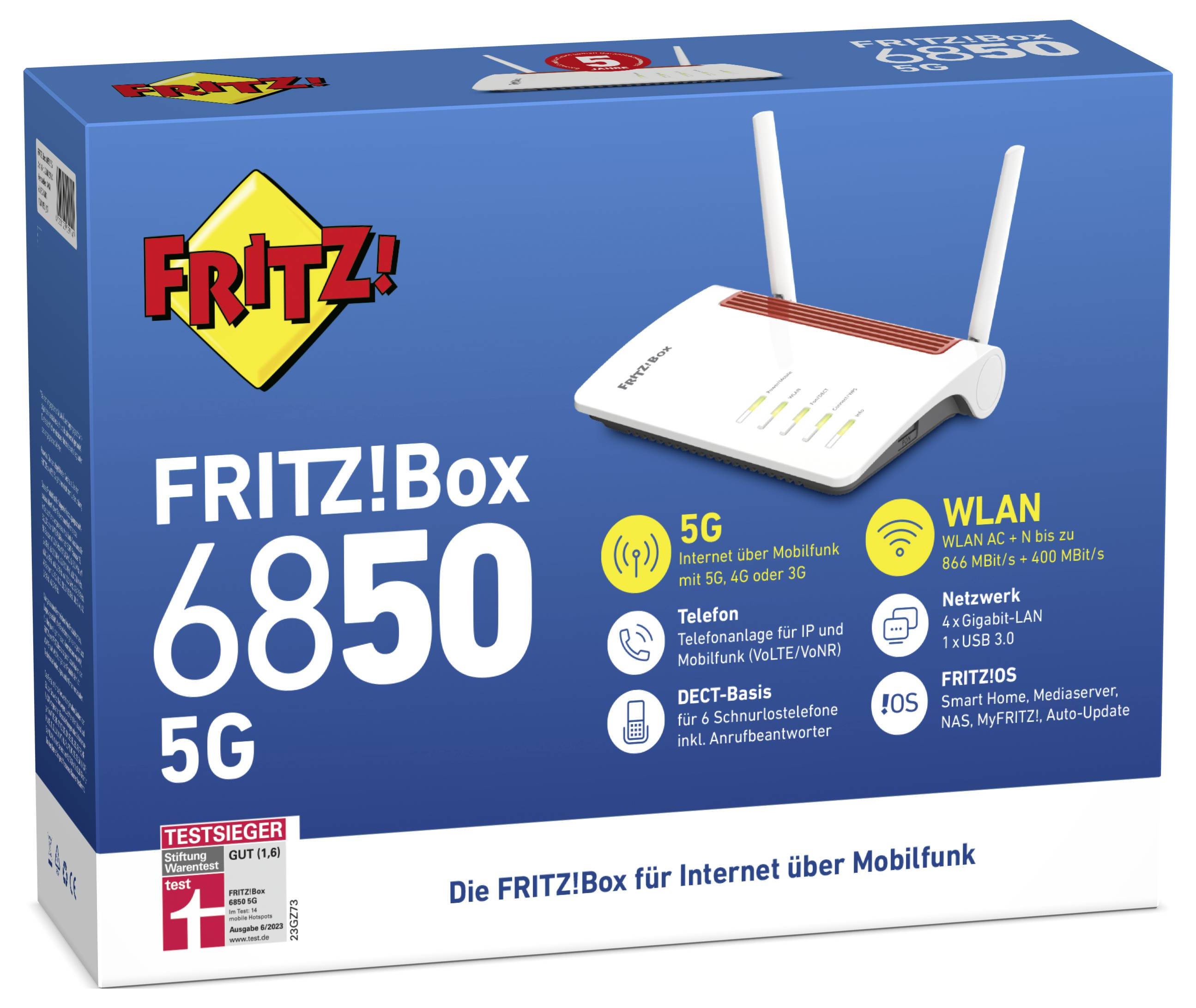 FRITZ! Fritz!Box 7630 WLAN Router Integriertes Modem: ADSL, ADSL2+, VDSL, VDSL2 2.4 GHz, 5 GHz 3568 MBit/s-6