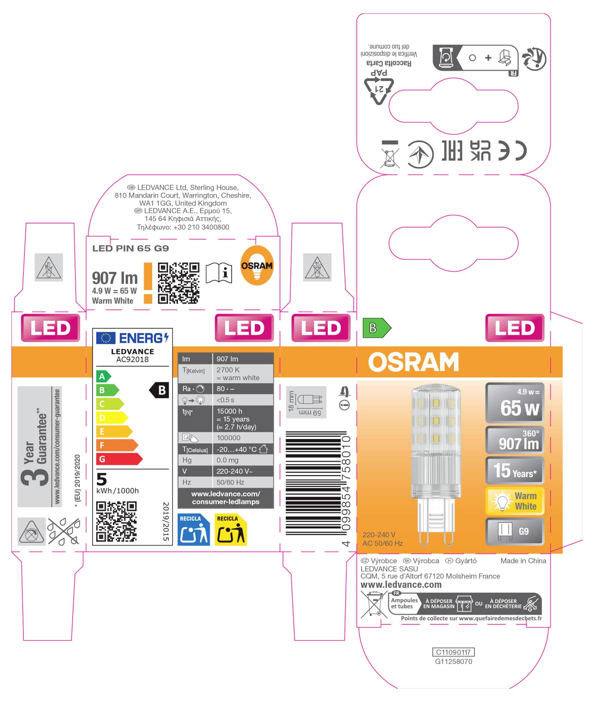OSRAM 4099854758010 LED EEK B (A - G) G9 Stiftsockel 9 W Warmweiß nicht dimmbar 1 St.-3