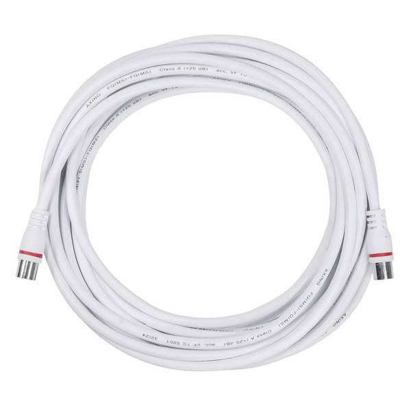 Axing Antennen, SAT Anschlusskabel [1x F-Quickstecker - 1x F-Quickstecker] 6 m 100 dB mit Knickschutztülle Weiß