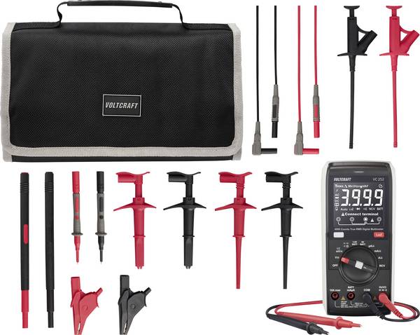 VOLTCRAFT VC-252 Multimeter mit MLSet-100 Messleitungen und Tasche