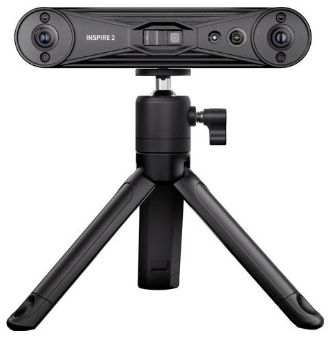 Schwarze Inspire 2 3D-Kamera auf kompaktem Stativ mit zwei gewinkelten Beinen