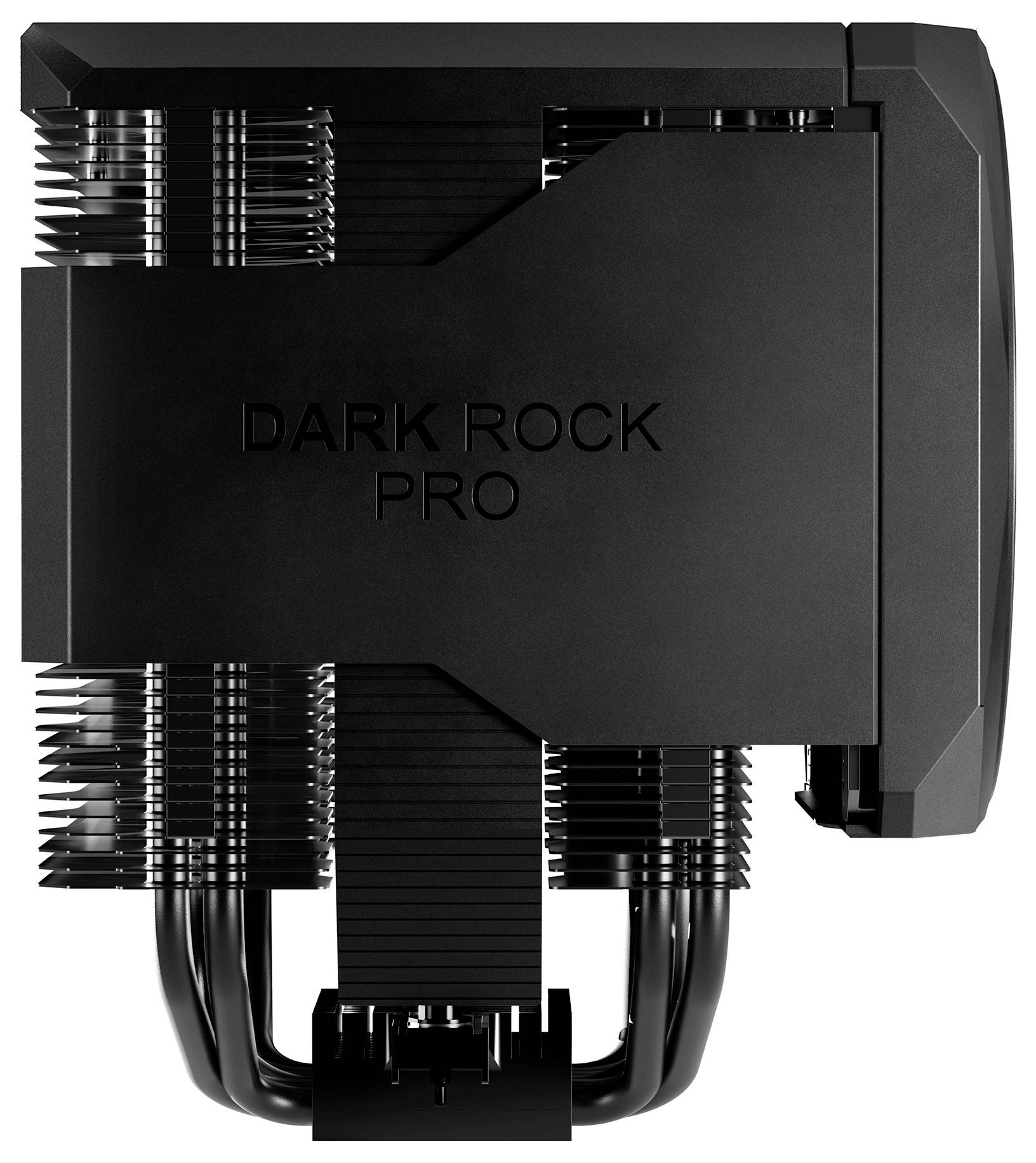 Black Dark Rock Pro Computer-CPU-Kühler mit doppeltem Turm-Kühlkörper und zwei Lüftern, gekennzeichnet mit „DARK ROCK PRO".