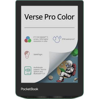 PocketBook Verse Pro Color E-Reader mit folgenden Funktionen: 6-Zoll-Kaleido-3-Farbdisplay, IPX8-Wasserfestigkeit, SMARTlight und Unterstützung für Audiobooks.