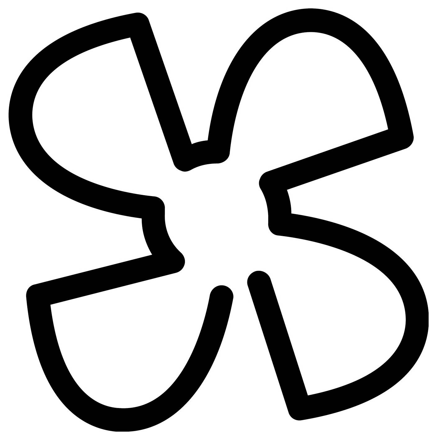 Schwarzes abstraktes vierpetal-Kleeblatt oder Blumensymbol auf weißem Hintergrund