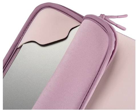 Rosa Tablet- oder E-Reader-Schutzhülle mit Reißverschluss, transparentem Sichtfenster auf der Vorderseite und abgerundeten Ecken.