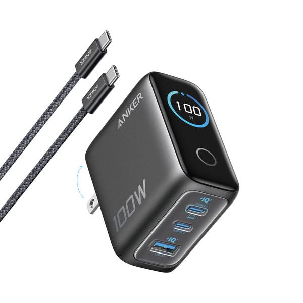 Anker ANKER Charger 100W Display 2C1A grey Ladeadapter 100 W  Fast Charge Schwarz Innenbereich