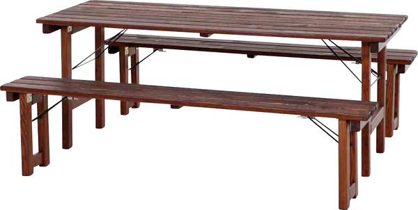 Natura Tisch Natura Wallis Garnitur 180x70 cm, komplett zusammenklappbar M09429 Gartenessgruppe Holz