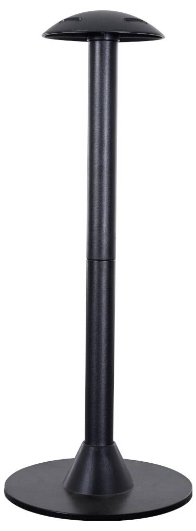 Eine schwarze freistehende Laterne mit rundem Sockel und kuppelförmiger Oberseite auf weißem Hintergrund.