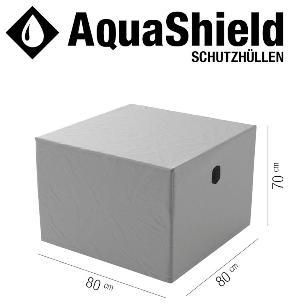 AquaShield Schutzhüllen Abdeckung für einen quadratischen Gegenstand, dargestellt als 80 cm mal 80 cm mal 70 cm.