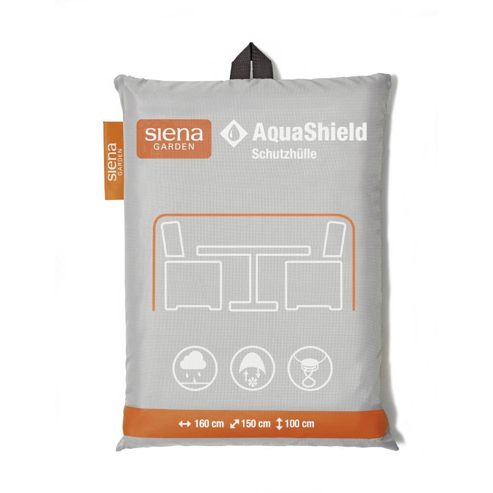 Grauer Siena Garden AquaShield Schutzbezug für Gartenmöbel, gekennzeichnet für 160 x 150 x 100 cm.