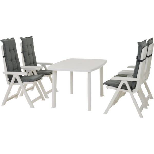 Progarden Tampa+Faro+Auflagen SETws X64475 Gartenmöbel-Set  Weiß
