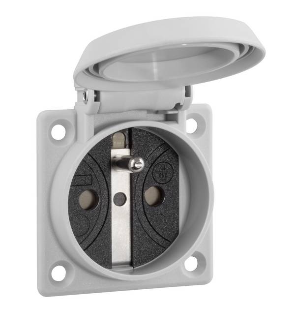 ABL Sursum 1662062  Einbau-Steckdose  halogenfrei, mit Deckel IP54 Grau