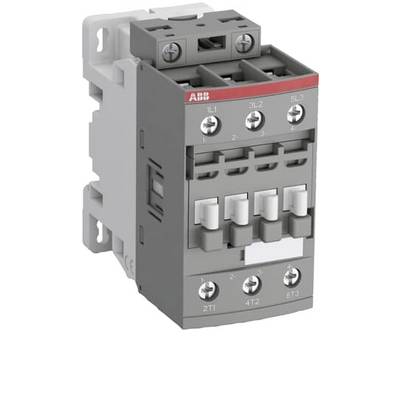 Grauer ABB-Elektrokontakt mit rotem Markenetikett, frontseitig montierte Anschlüsse und vier weiß/graue Betätigungshebel.
