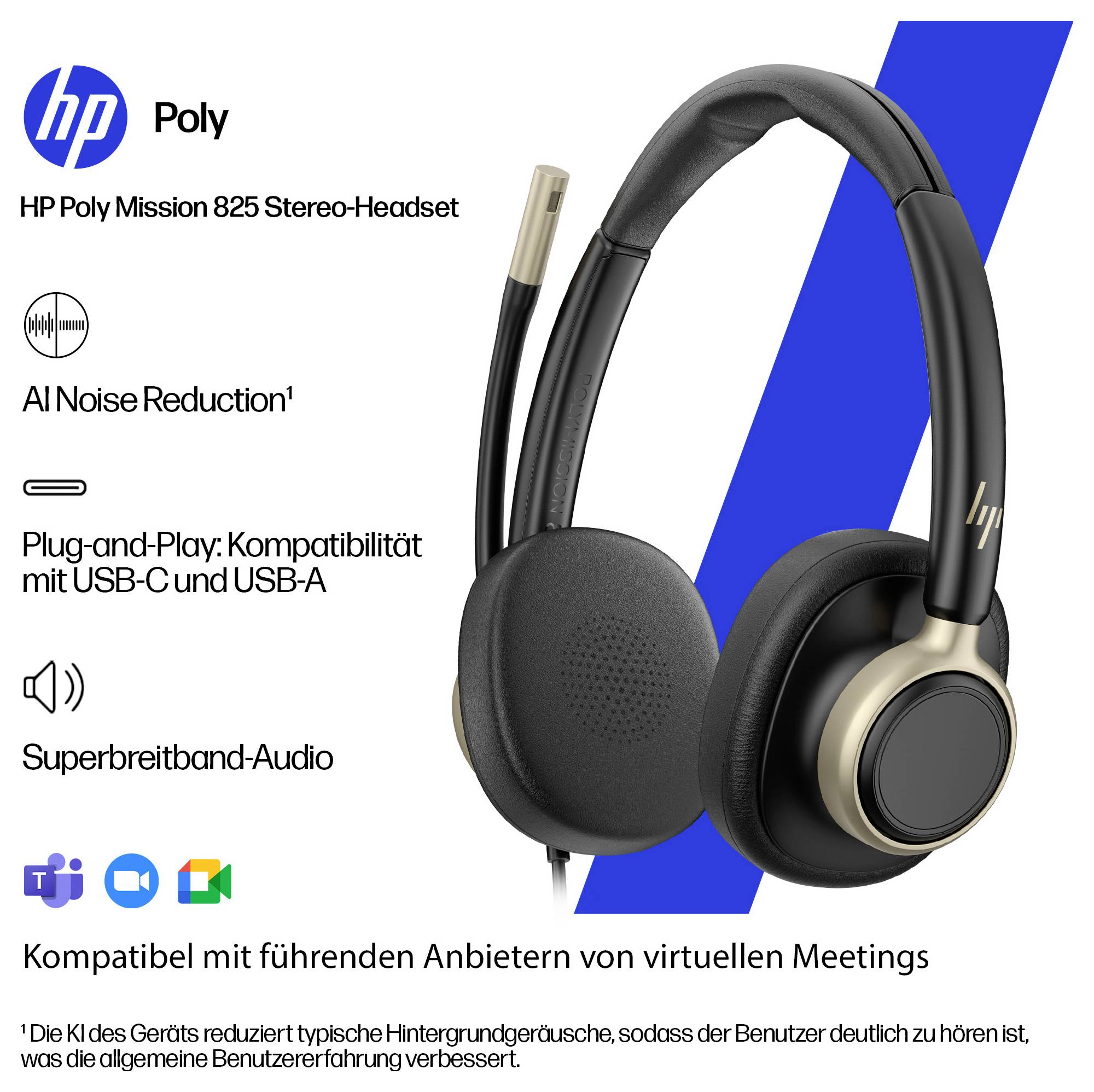 HP Poly HP Poly Mission 825 USB Wired Headset On Ear Headset Schwarz-5