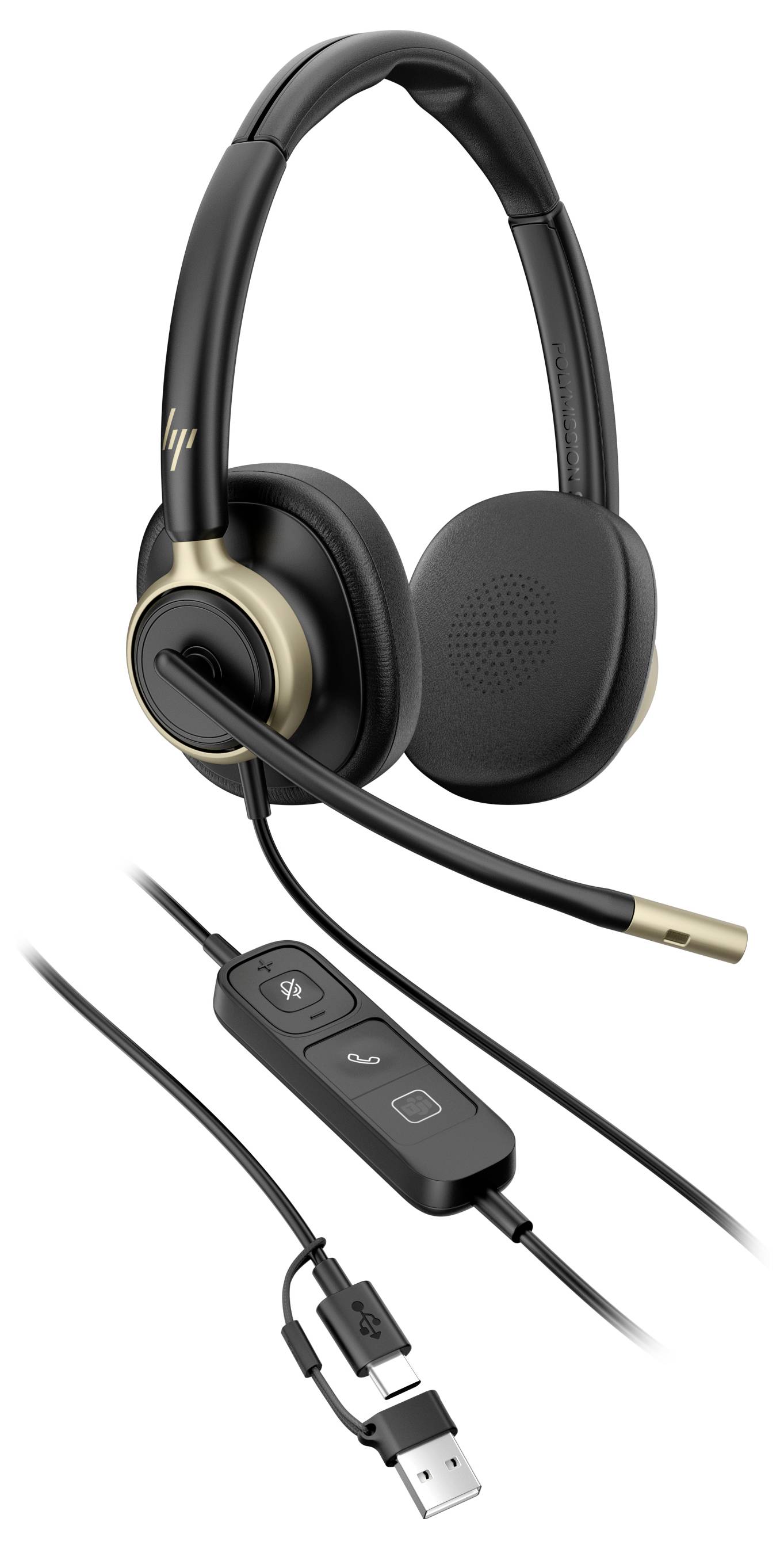HP Poly HP Poly Mission 825 USB Wired Headset On Ear Headset Schwarz-13