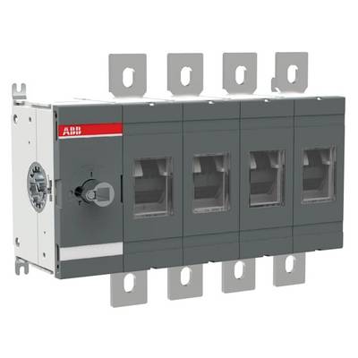 ABB vierpoliges Elektroschalter-/Trennschaltermodul, graue Industrieeinheit mit rotem ABB-Logo und Befestigungslaschen.