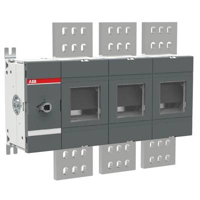 ABB-Schaltanlage mit drei Sichtfenstern und Metallklemmen oben und unten, dargestellt in einer produktgerechten Seitenansicht.