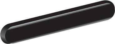 Ein schwarzer zylindrischer Stab oder Rohr, diagonal auf weißem Hintergrund dargestellt.