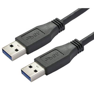 Zwei schwarze USB-A-Stecker auf einem Kabel, gezeigt auf weißem Hintergrund.