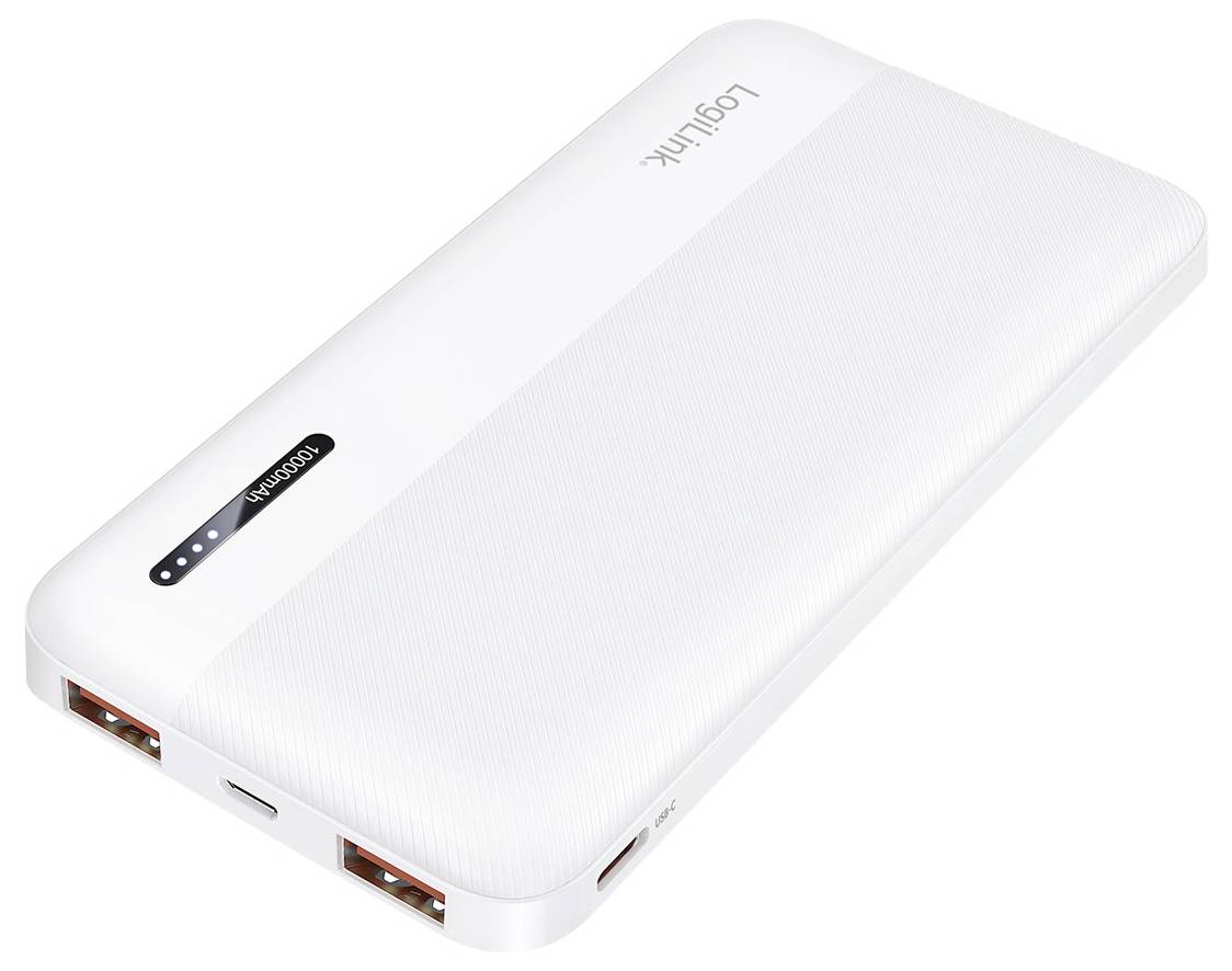 LogiLink PA0372W Powerbank 10000 mAh Fast Charge Li-Ion Weiß Statusanzeige-1