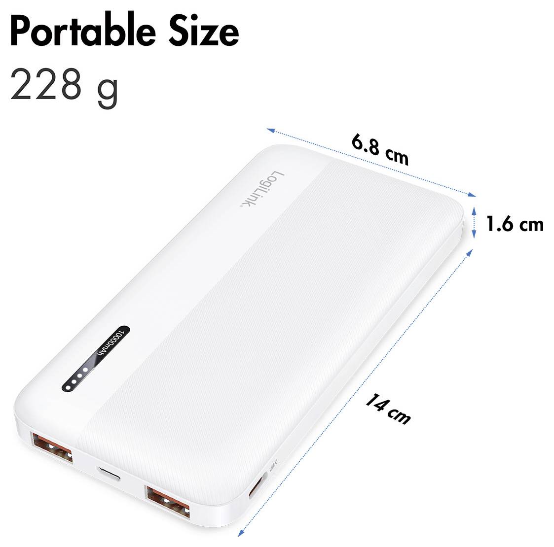 LogiLink PA0372W Powerbank 10000 mAh Fast Charge Li-Ion Weiß Statusanzeige-3