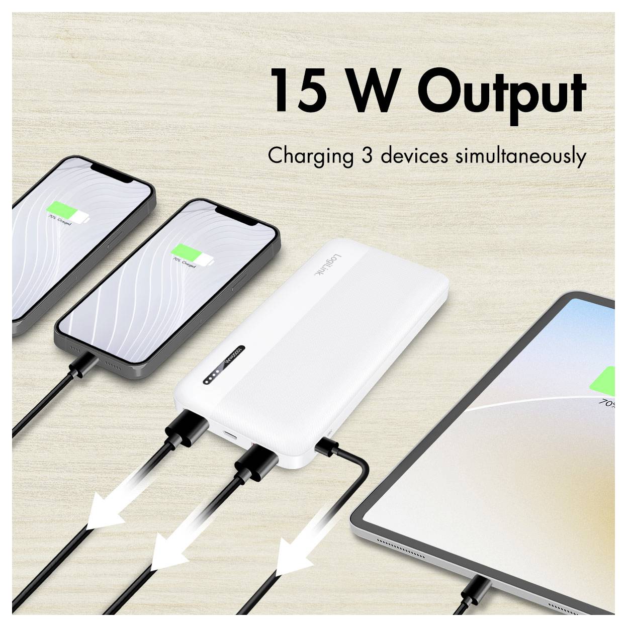 LogiLink PA0372W Powerbank 10000 mAh Fast Charge Li-Ion Weiß Statusanzeige-4