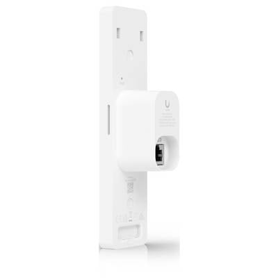 Weißes Stecker-WLAN-Verstärker-/Repeatergerät mit frontalem Ethernet-Anschluss und Statusleuchten, von der Seite auf weißem Hintergrund dargestellt.