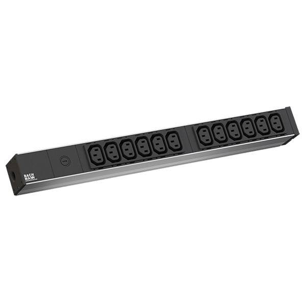 BACHMANN IT PDU ALU 19" 1HE 12 x C13 Buchse, Zuleitung C14 Stecker