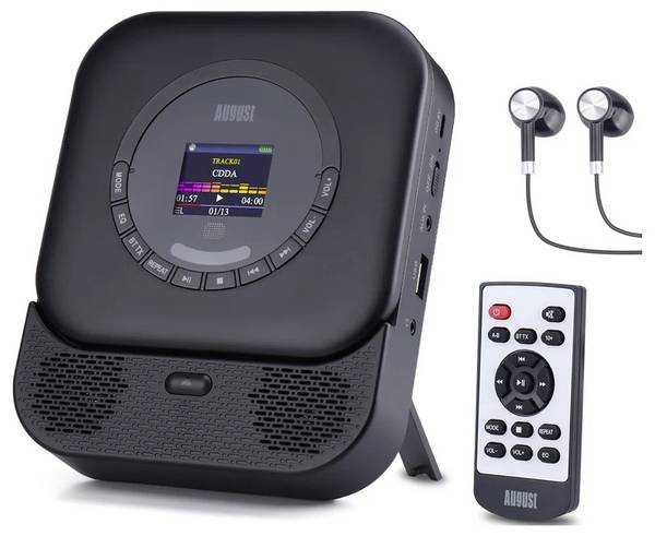 August SE15B MP3-Player  Schwarz Bluetooth®, Lautsprecher