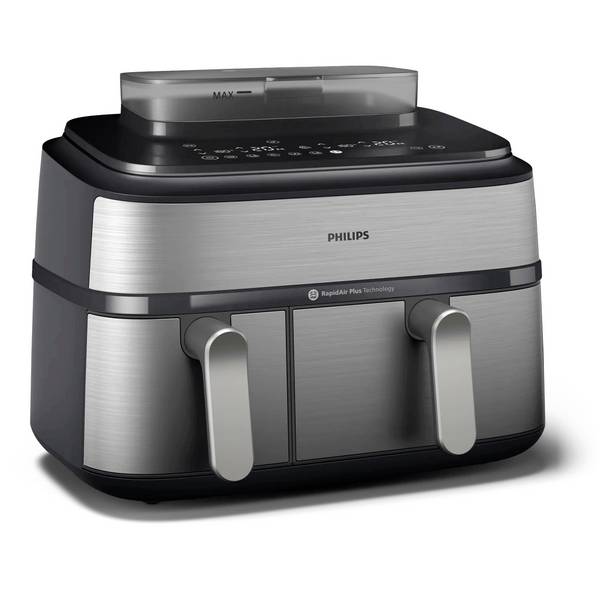 Philips  Doppelte Heißluftfritteuse 9 l 2750 W stufenloser Temperaturregler Silber