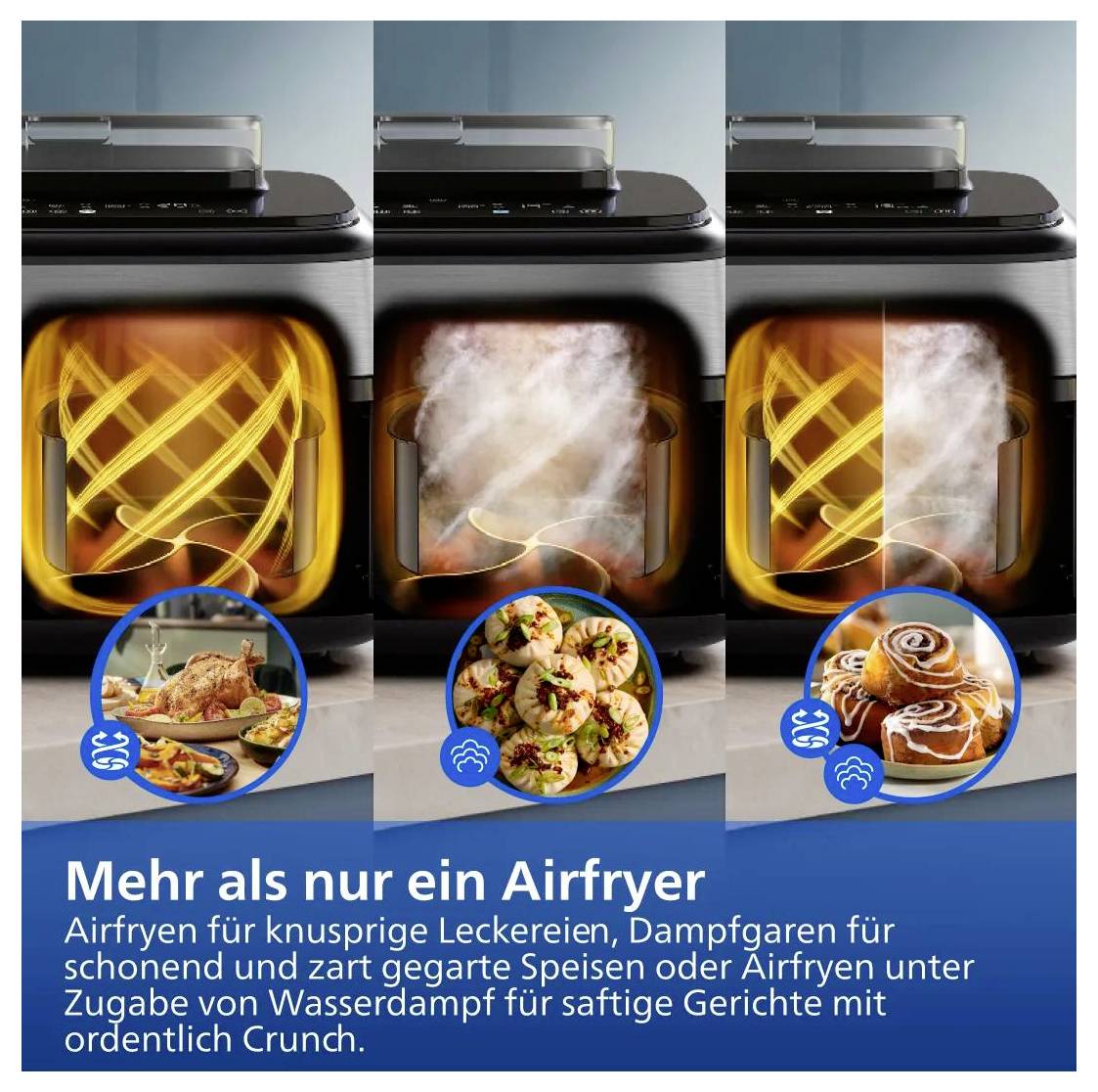 Philips Doppelte Heißluftfritteuse 9 l 2750 W stufenloser Temperaturregler Silber-16