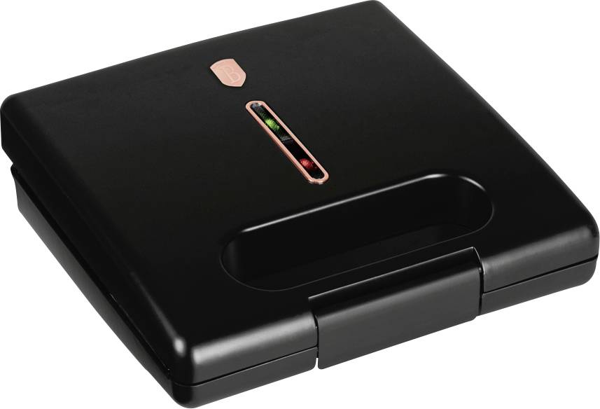 BerlingerHaus Sandwichmaker Antihaftbeschichtung, Cool-Touch-Gehäuse, Überhitzungsschutz, Kontrollleuchte, mit wechselbaren Platten Schwarz, Roségold