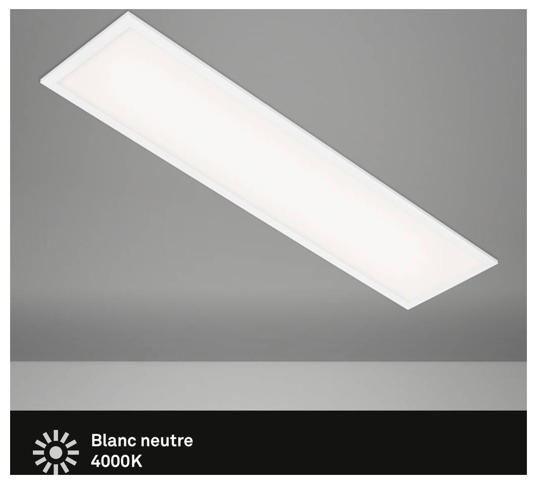Rechteckiges LED-Deckenleuchten-Panel mit neutralweißem 4000K-Glühen auf grauem Hintergrund.