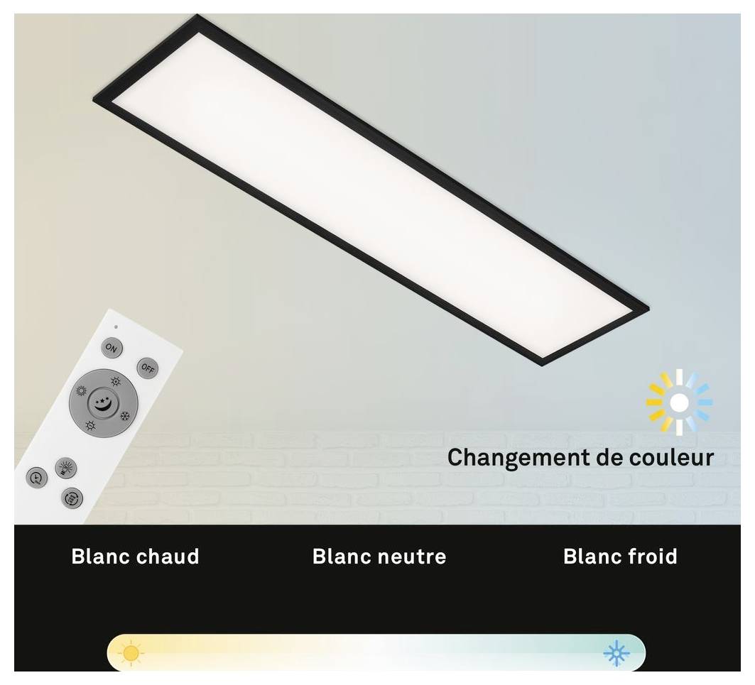LED-Deckenleuchte mit Fernbedienung und Farbtemperaturoptionen von „Warmweiß" bis „Kaltweiß", gekennzeichnet mit „Farbwechsel"