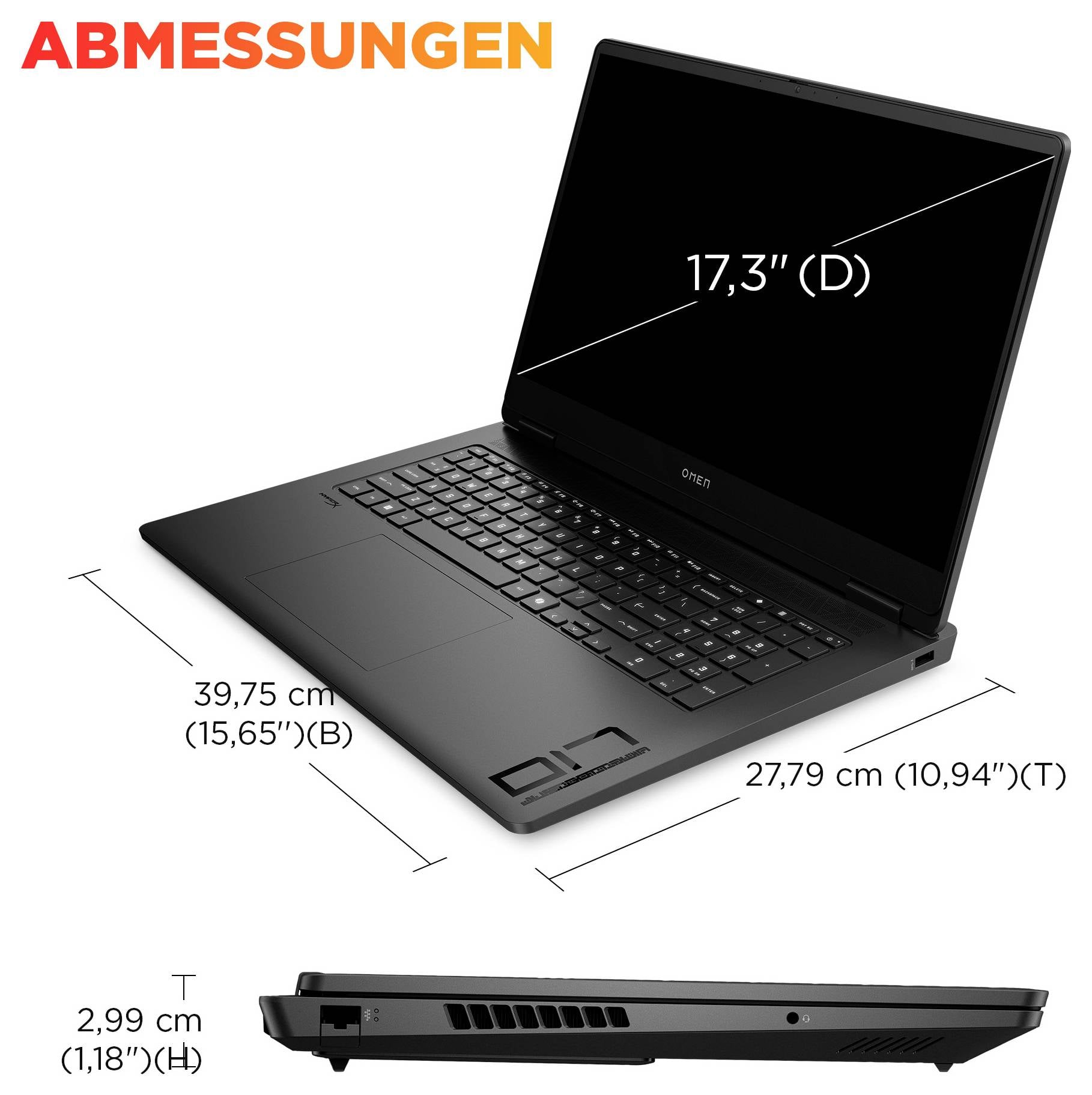 HP Gaming Notebook 43.9 cm (17.3 Zoll) AMD Ryzen AI 7 350 8 GB RAM 1 TB SSD Deutsch, QWERTZ NVIDIA GeForce RTX 5070 GDDR-6