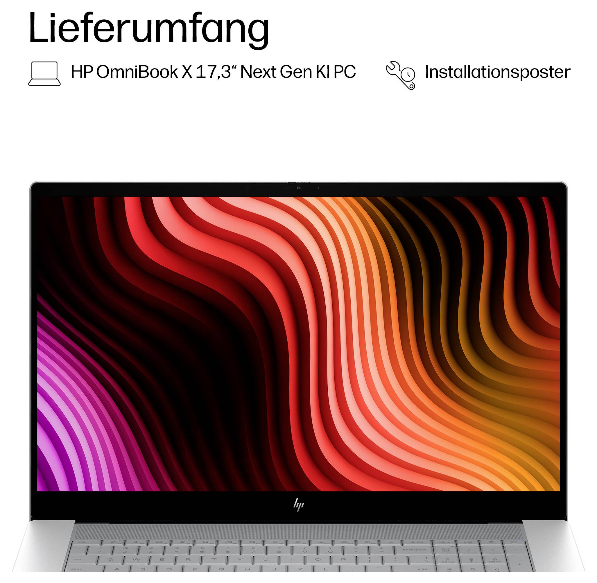 HP Notebook 43.9 cm (17.3 Zoll) Full HD 16 GB RAM 1 TB SSD Deutsch, QWERTZ Intel Intel-Grafik Silber DH9F4EA-8