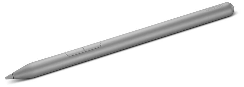 Ein grauer Eingabestift mit einer spitzen Spitze, diagonal auf weißem Hintergrund dargestellt.